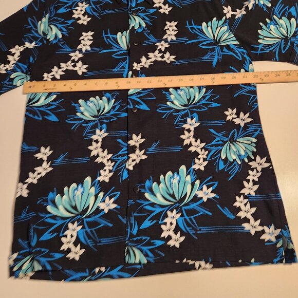 Cubavera Hawaiian Shirt Button Up Floral Rayon Black Blue Mens Medium NEW NWOT - Picture 10 of 12